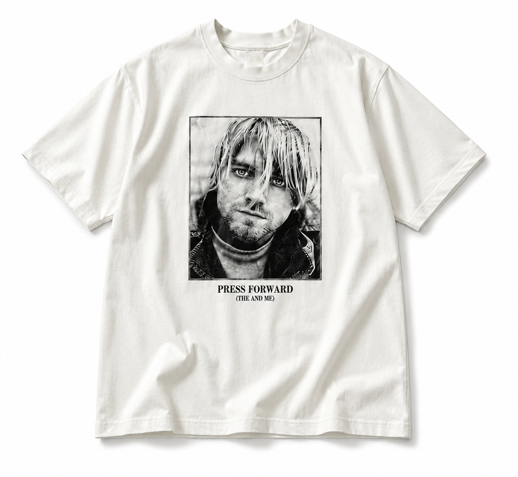 Oversized White Graphic T-Shirt – Press Forward Edition
