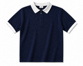 Elite Navy Blue Textured Zip Polo Shirt – Premium Smart Casual Knit Polo