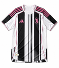 Juventus 2025/26 Home Football Jersey – White & Black with Pink Accents