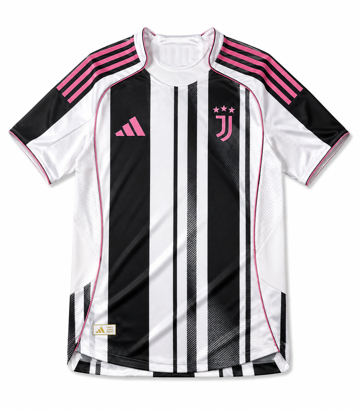 Juventus 2025/26 Home Football Jersey – White & Black with Pink Accents