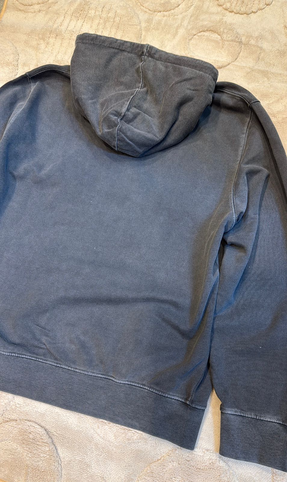 Vintage Washed Black Pullover Hoodie - Distressed Charcoal Gray Sweatshirt