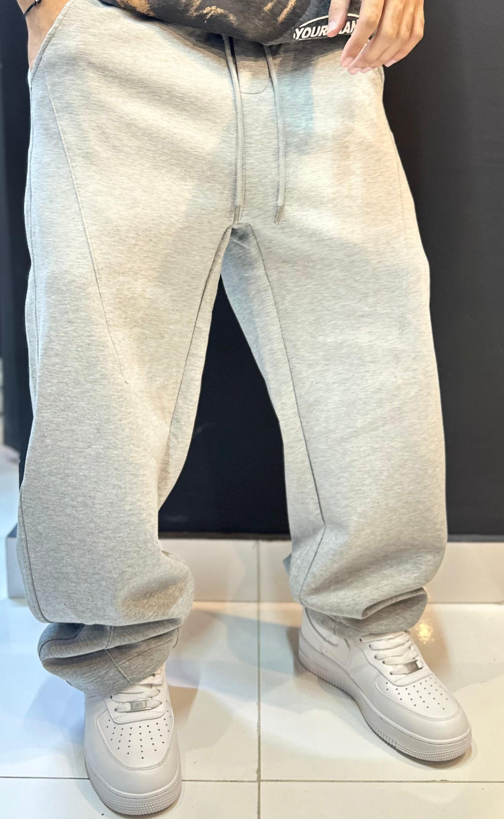 Light Grey Panel Seam Baggy Sweatpants