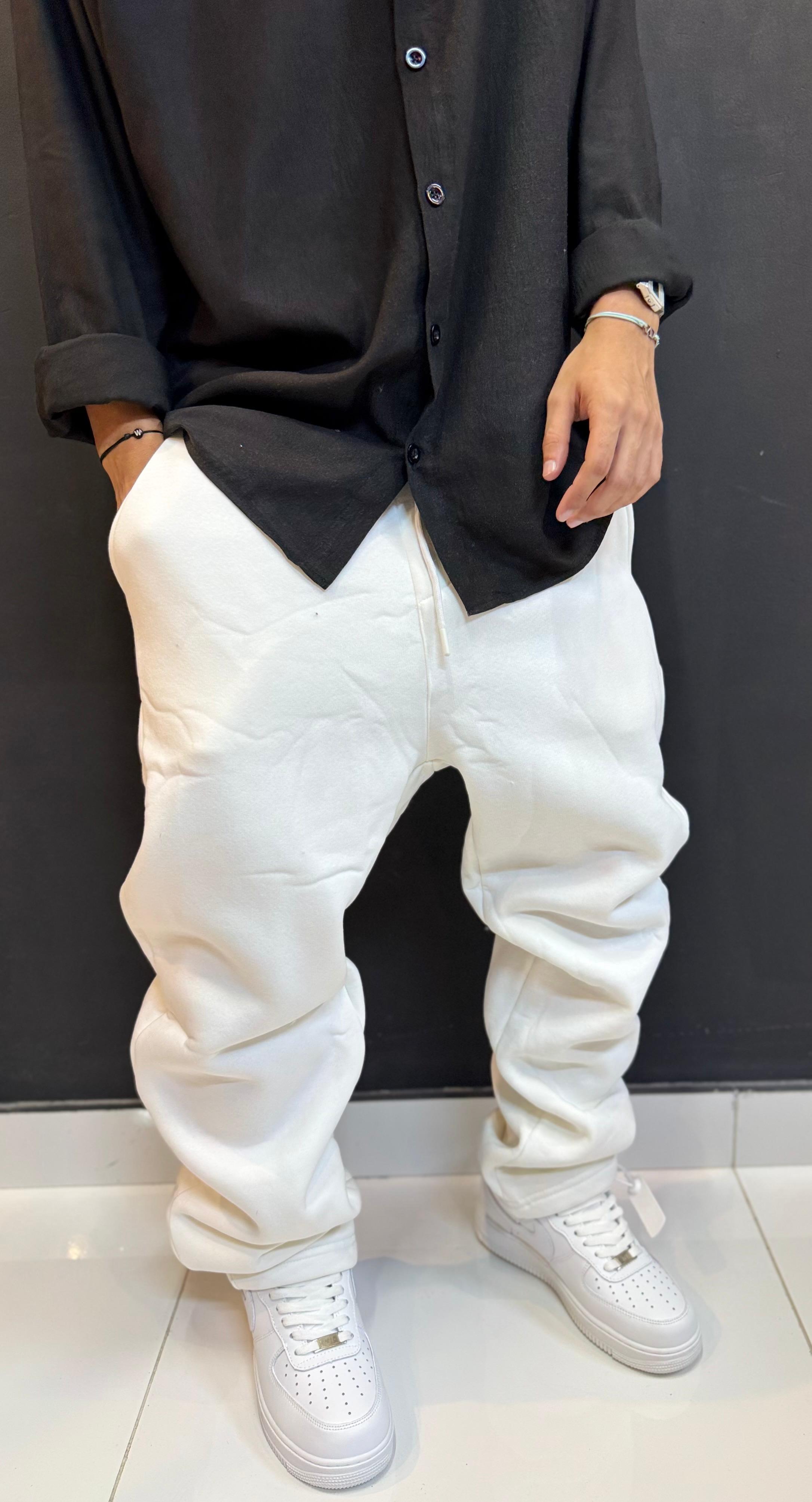 SF Minimalist Cream Baggy Sweatpants