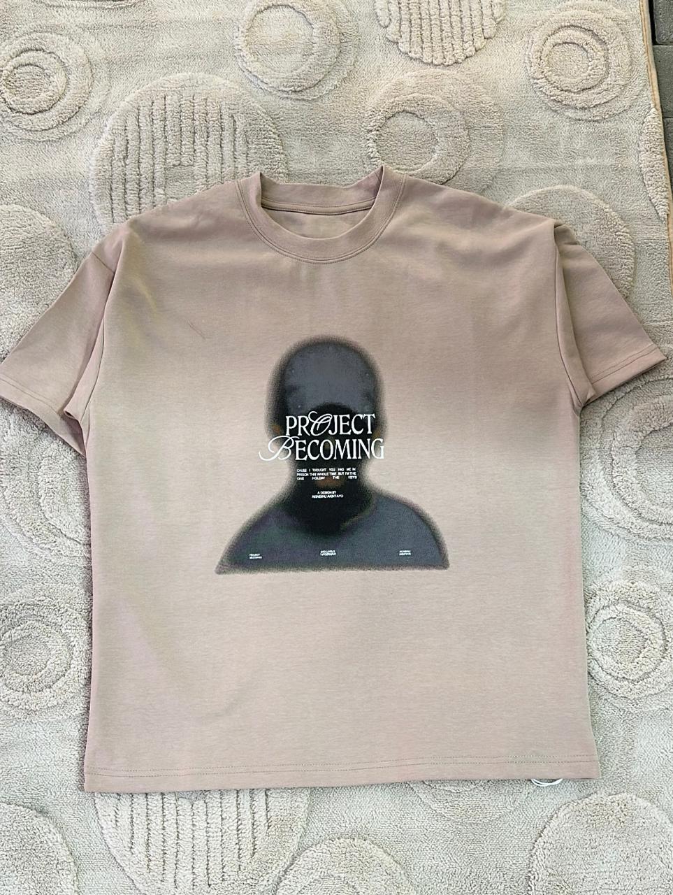Mauve/Taupe "PROJECT BECOMING" Graphic T-Shirt | Abstract Silhouette Tee