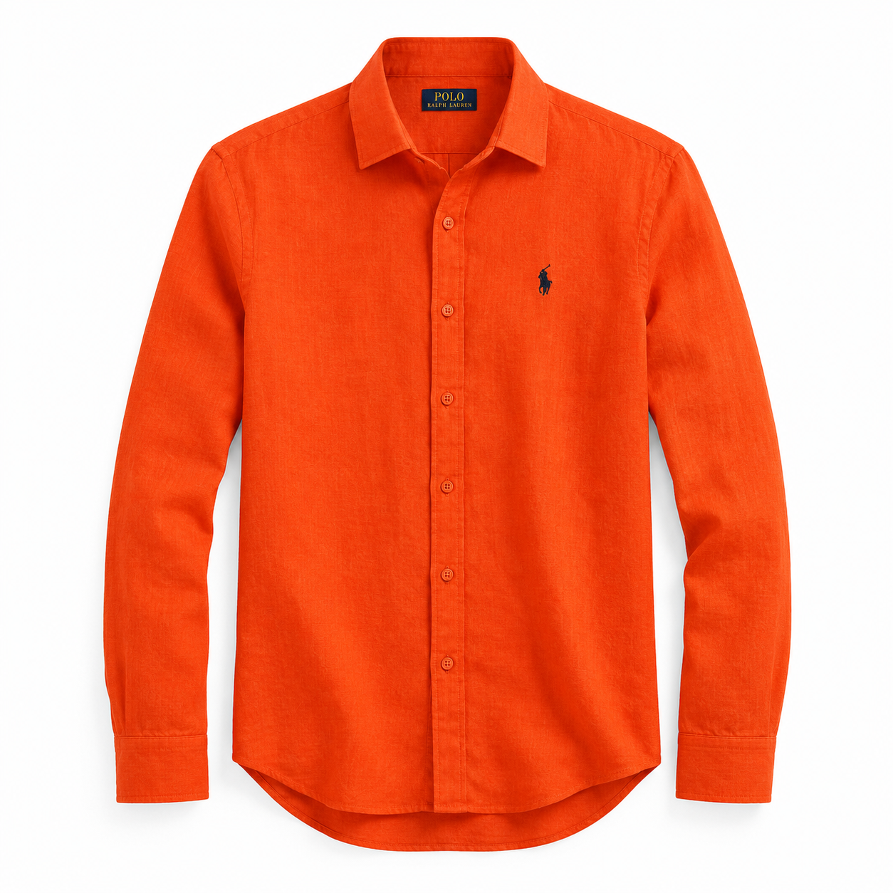 Polo Ralph Lauren Orange Long Sleeve Linen Shirt – Premium Casual Button-Up