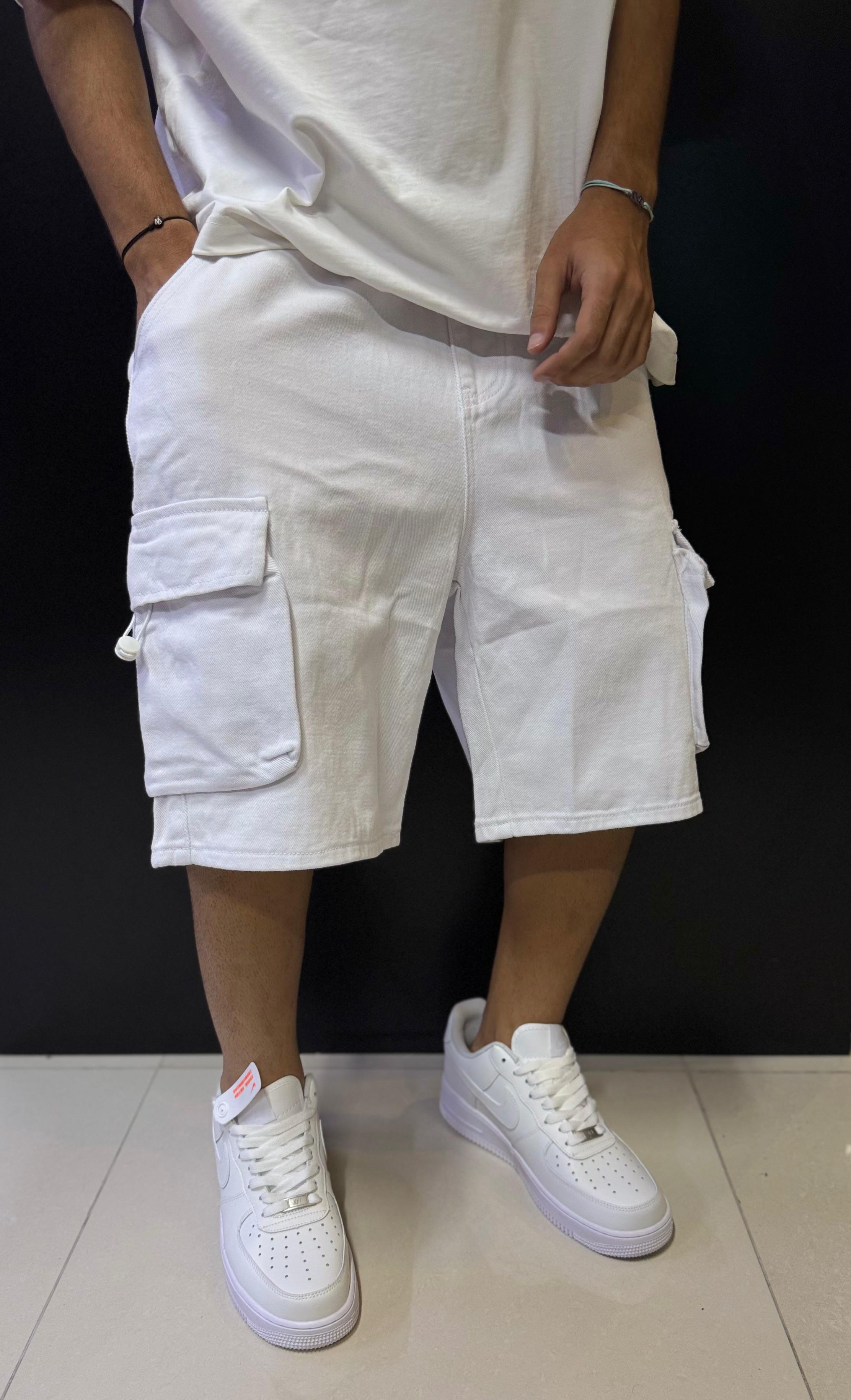 Men's White Cargo Shorts