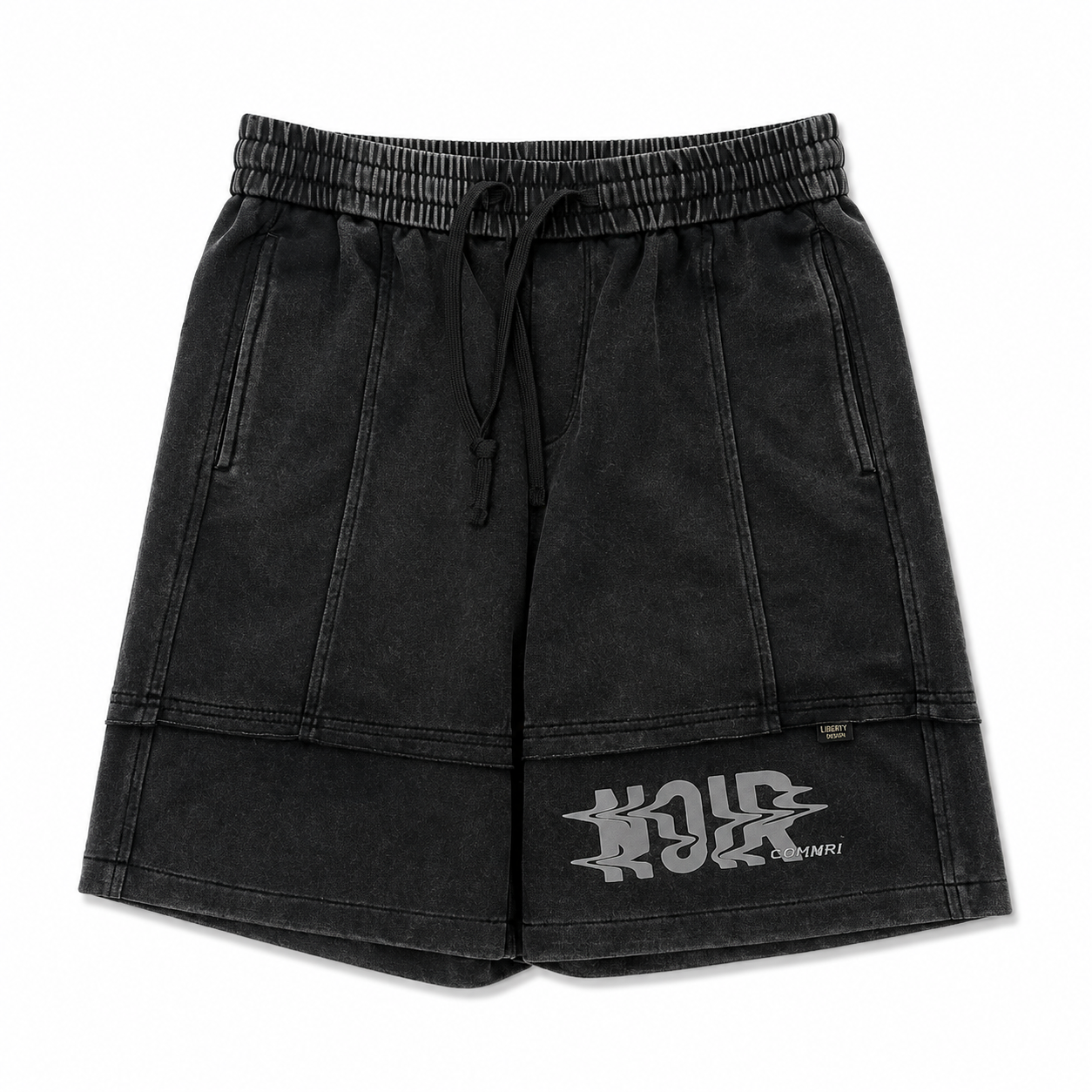 Vintage Washed Black Graphic Sweat Shorts – Premium Relaxed Fit