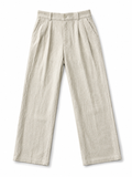 Premium Beige Linen Blend Wide Leg Trousers – Relaxed Fit Casual Pants