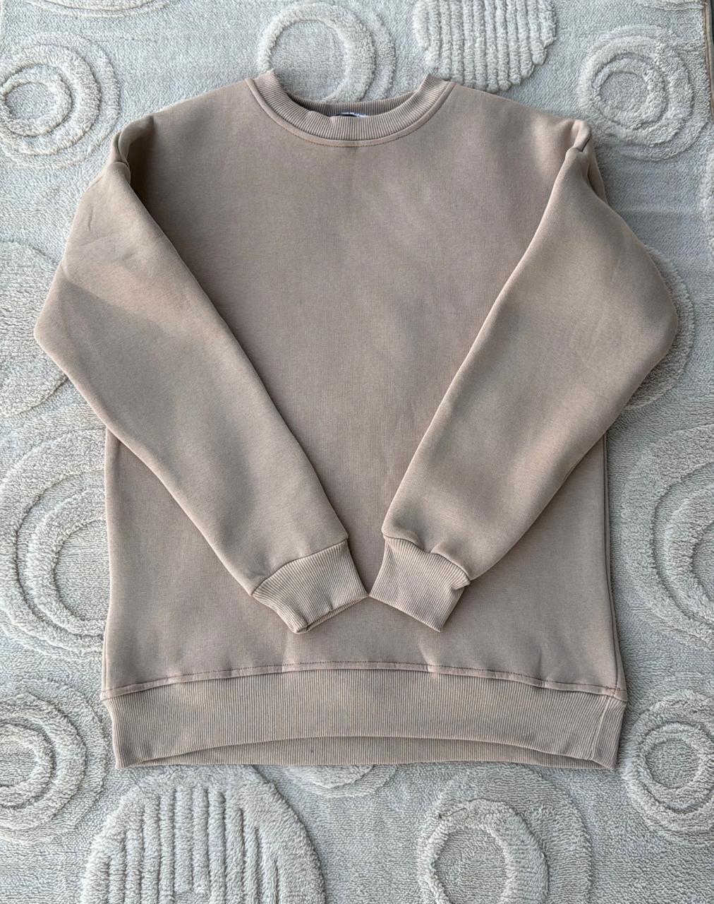 LAST PICK Tan/Beige Oversized Crewneck Sweatshirt | Essential Neutral Layer