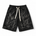Men's Black Washed Denim Shorts – Abstract Distressed Streetwear Shorts