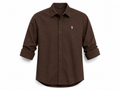 Men's Premium Brown Textured Button-Up Shirt – Casual Long Sleeve