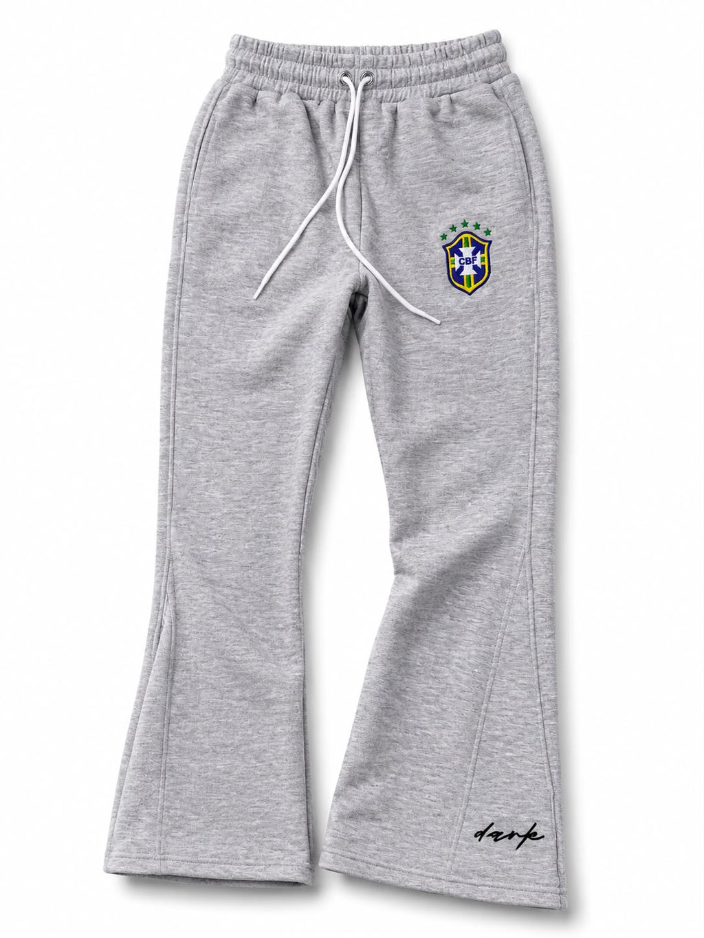 White Brazil Long-Sleeve T-Shirt & Grey Pants Set