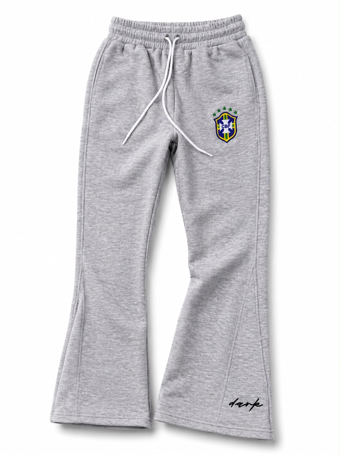 White Brazil Long-Sleeve T-Shirt & Grey Pants Set
