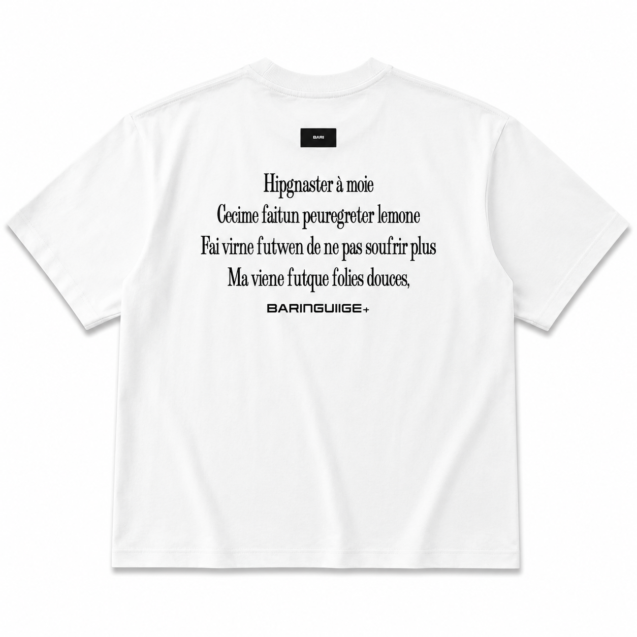 BARINGUIIGE White Oversized Graphic T-Shirt – Premium Cotton Back Print Tee