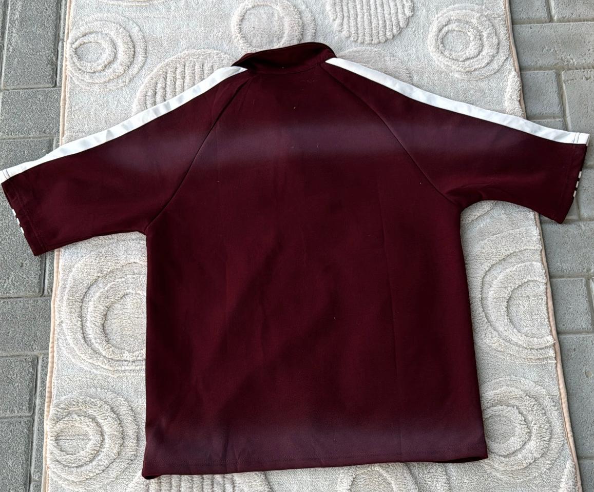 Real Madrid Emirates Fly Better Polo Jersey | Maroon/White Striped Sleeves