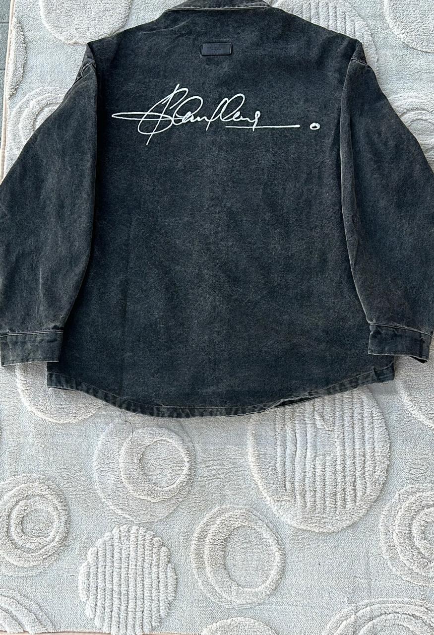 Faded Black Script Shacket