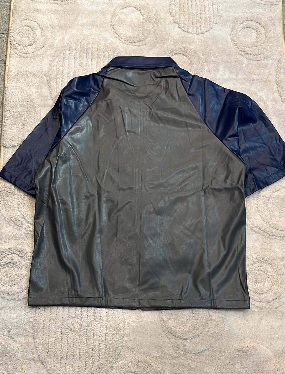 Vintage-Style Baltimore Ravens Short Sleeve Zip-Up Shirt/Jacket | Navy & Grey NFL Outerwear