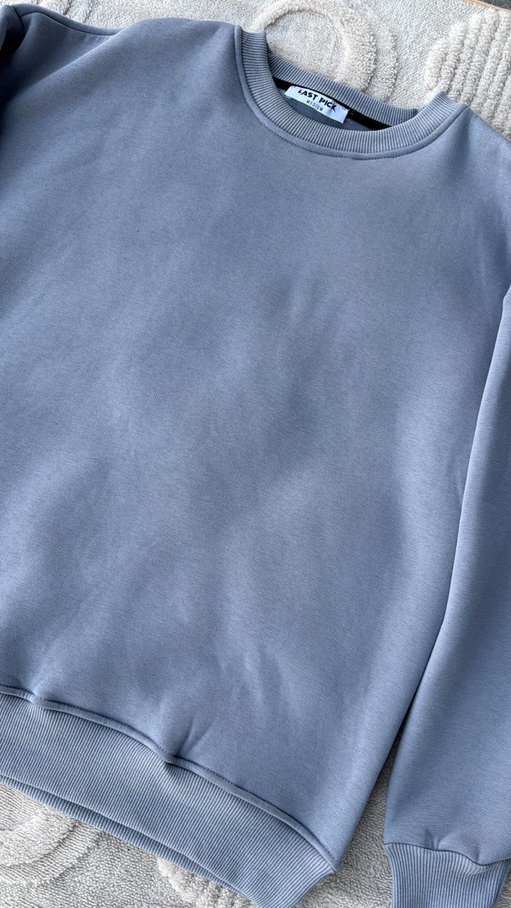 LAST PICK Dusty Blue/Slate Oversized Crewneck Sweatshirt