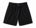 Premium Black Belted Tailored Shorts
