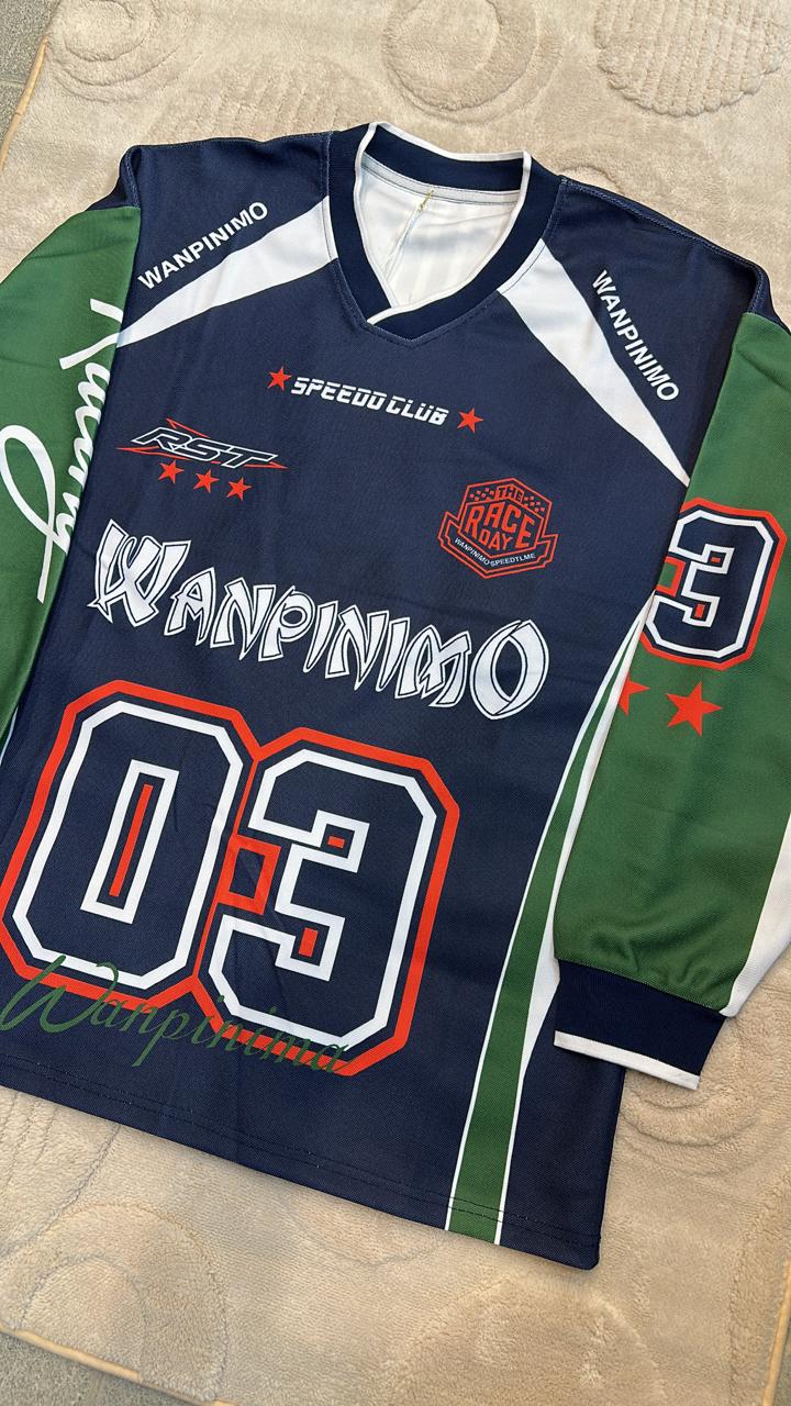 Free size "WANPINIMO 03" Racing Jersey | Colorblock Long Sleeve Streetwear Top