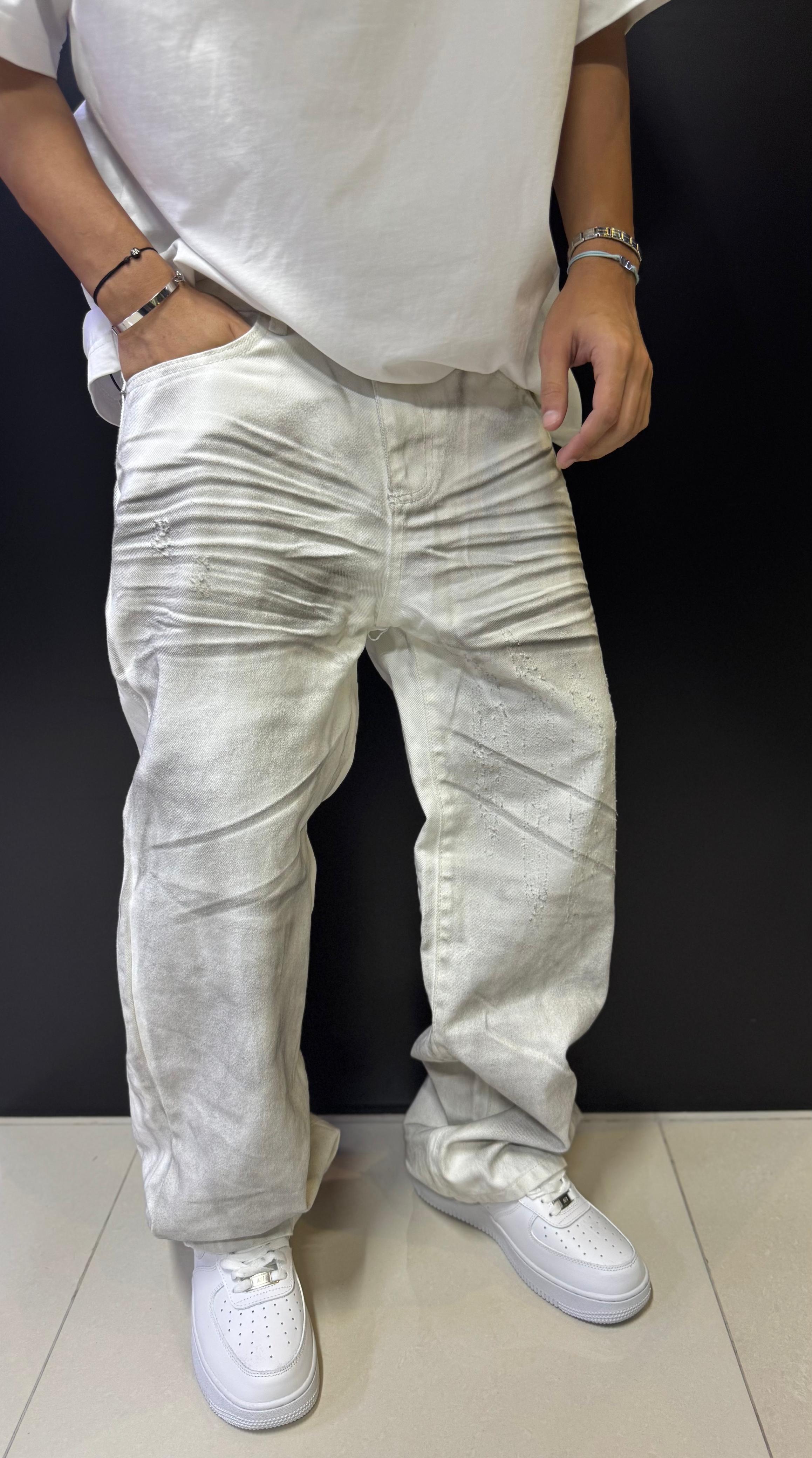 Monochrome Crease — Ice Wash Crinkle Jeans
