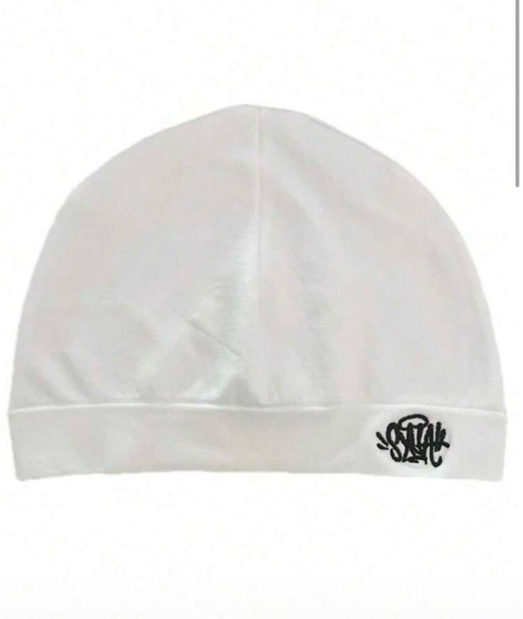 Minimalist White Dome Beanie with Black Graffiti/Script Logo