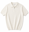 Elite Off-White Ribbed Knit Zip Polo Shirt – Premium Smart Casual Summer Polo