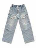 Urban Ice Blue Cargo Denim Pants – Premium Relaxed Fit Utility Streetwear Jeans
