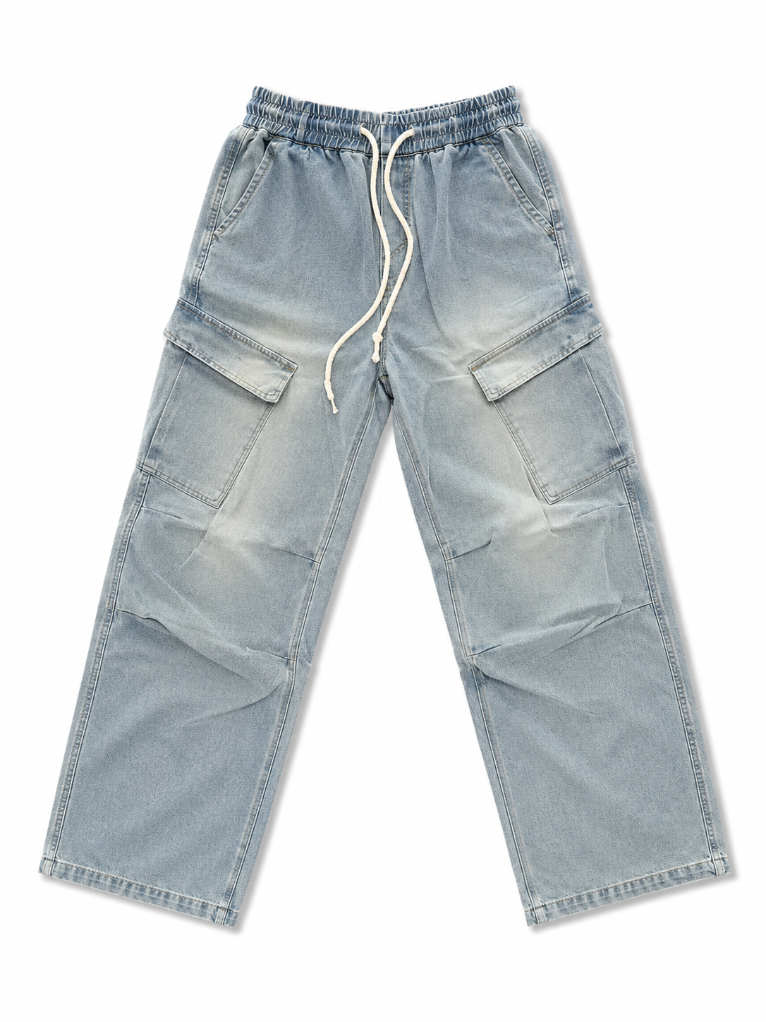 Urban Ice Blue Cargo Denim Pants – Premium Relaxed Fit Utility Streetwear Jeans