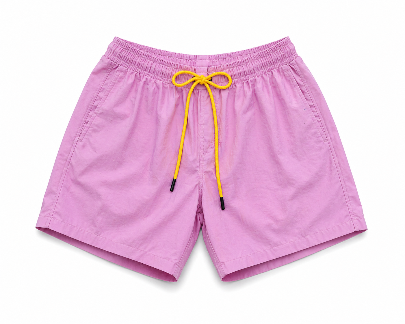 Swimming Men’s Pink Casual Shorts with Yellow Drawstring – Summer Style