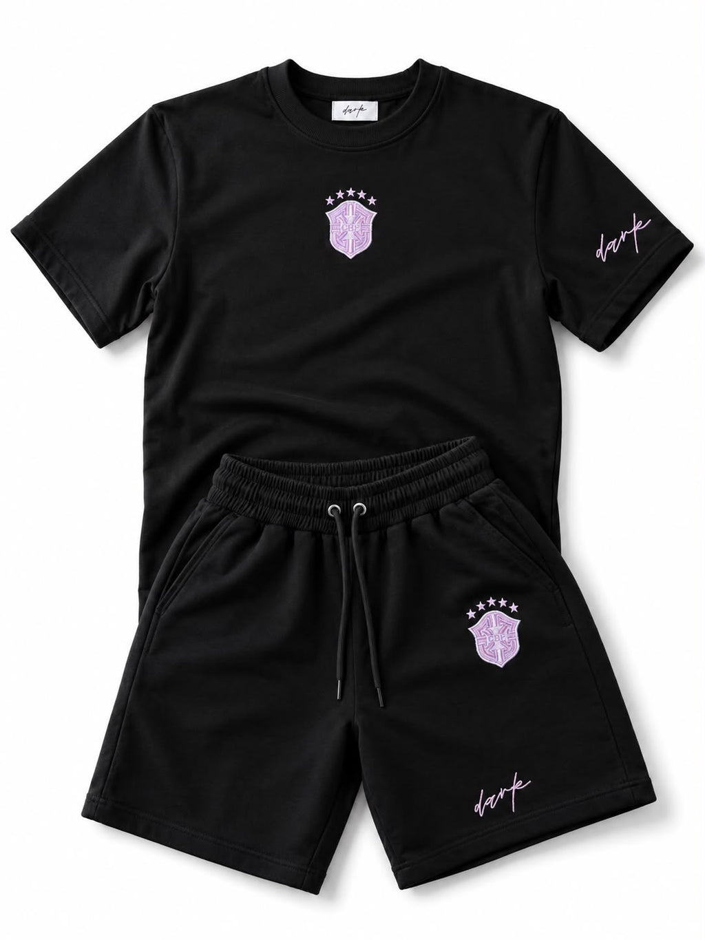 Black Brazil Graphic T-Shirt & Shorts Set