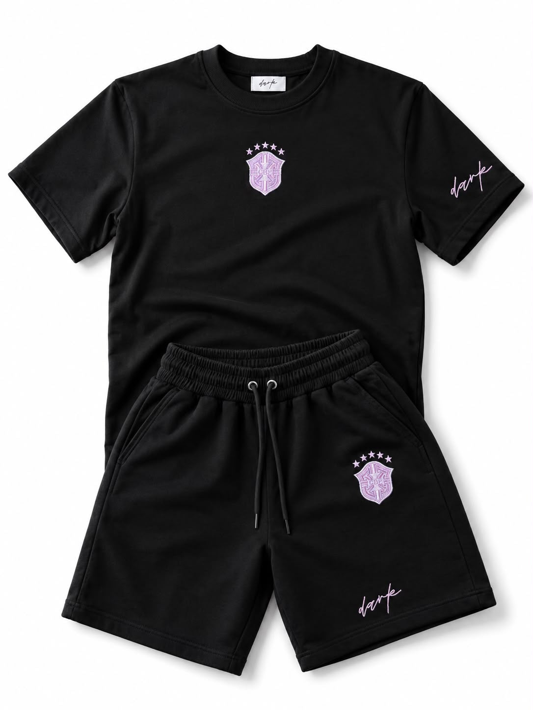 Black Brazil Graphic T-Shirt & Shorts Set