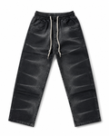 Urban Black Washed Denim Jogger Jeans – Premium Relaxed Fit Drawstring Pants