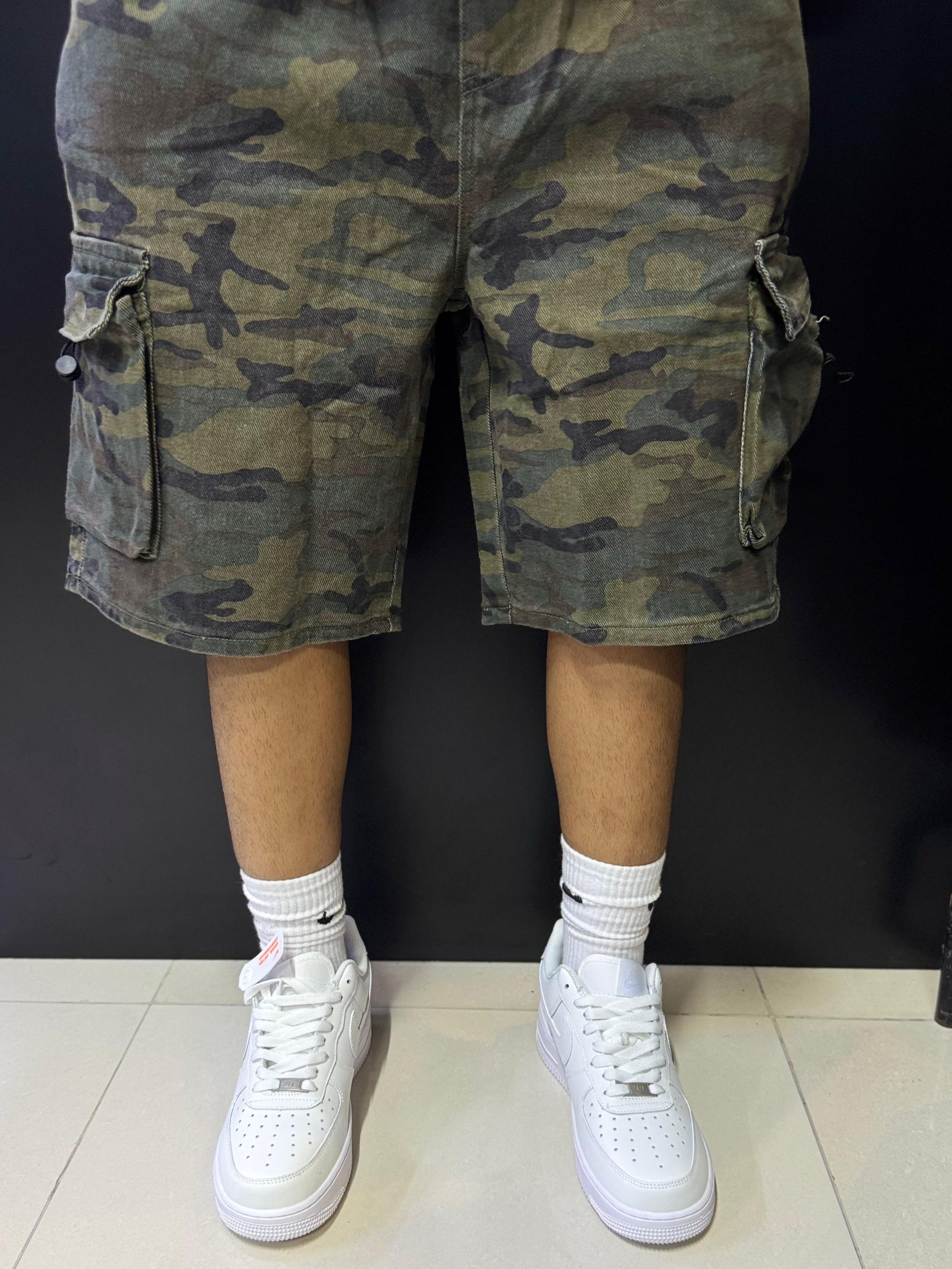 Men's Camo Cargo Bermuda Shorts | Military Green Style