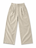 Premium Beige Wide-Leg Tailored Pants – Relaxed Fit Casual Trousers