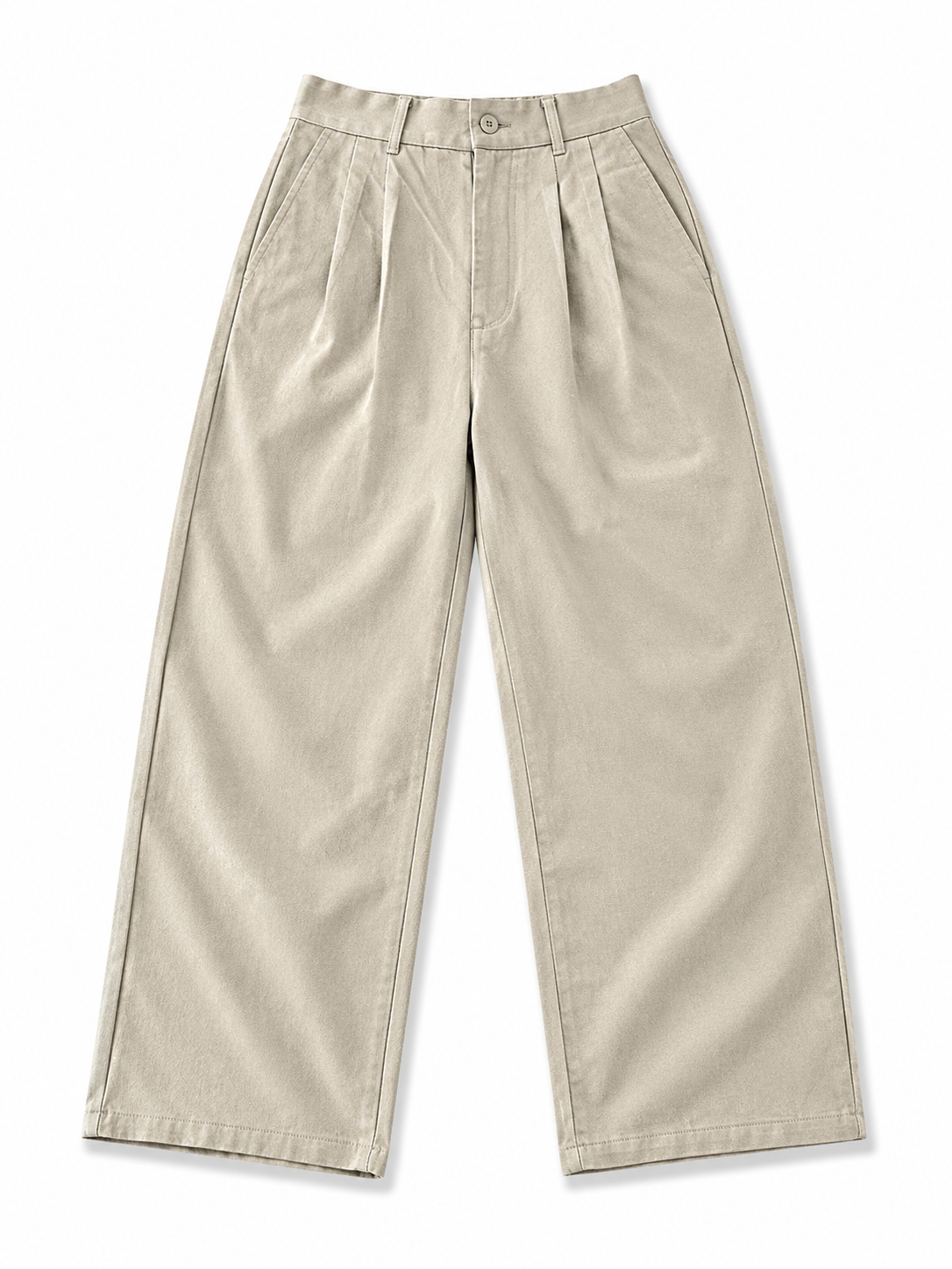 Premium Beige Wide-Leg Tailored Pants – Relaxed Fit Casual Trousers