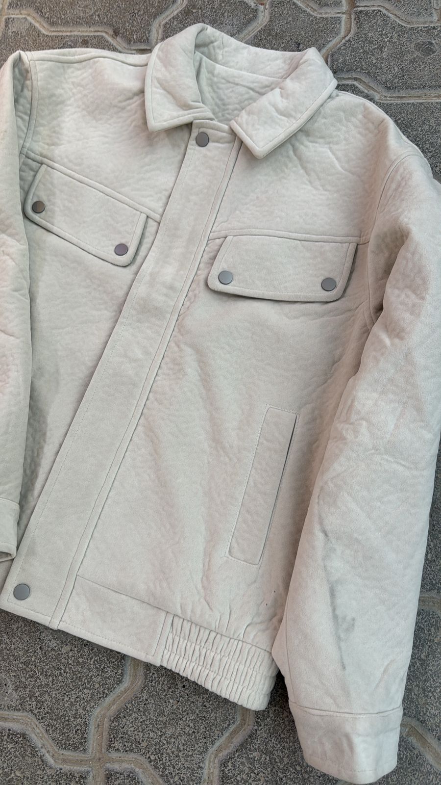 Off-White Textured Faux Leather Blouson Jacket