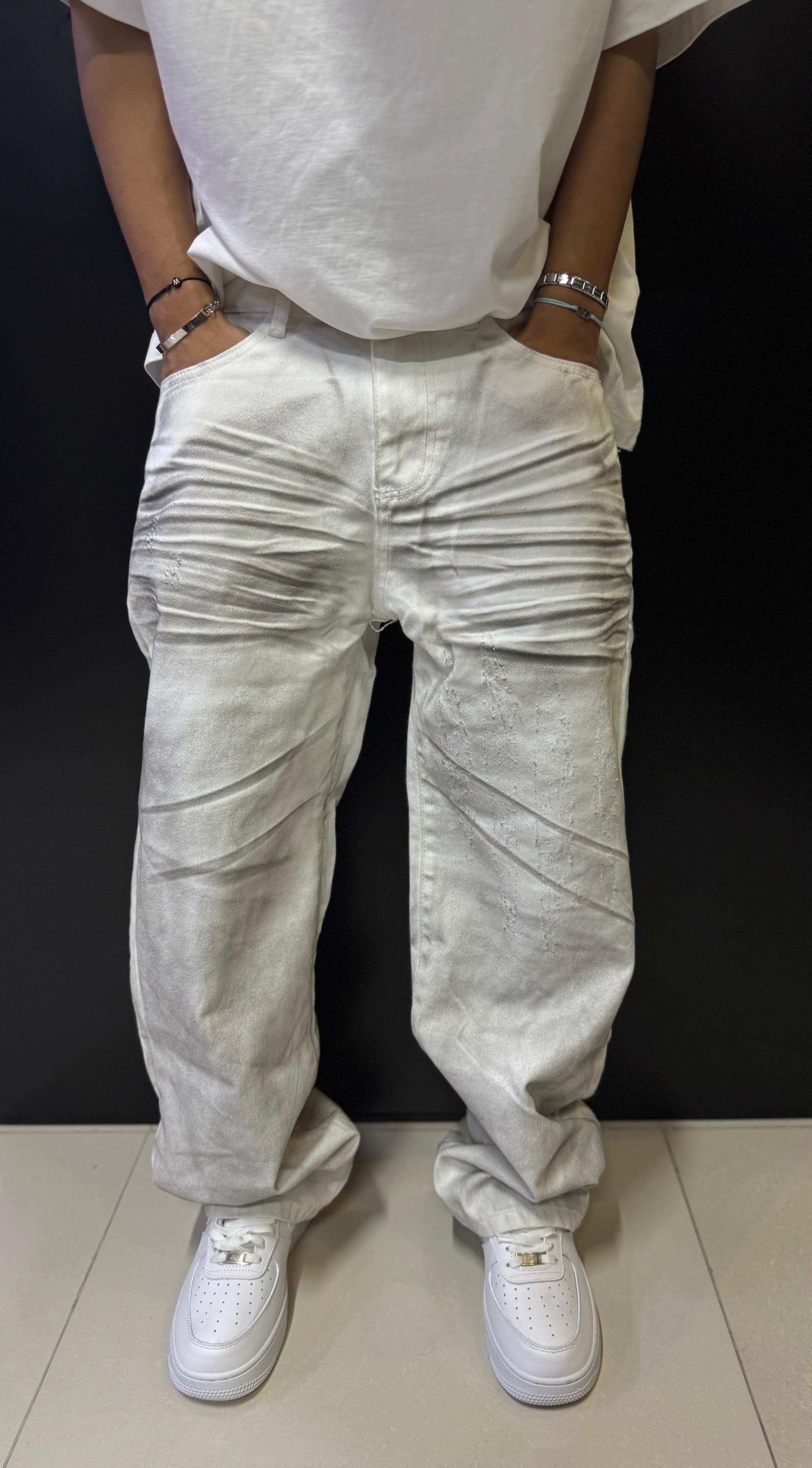 Monochrome Crease — Ice Wash Crinkle Jeans