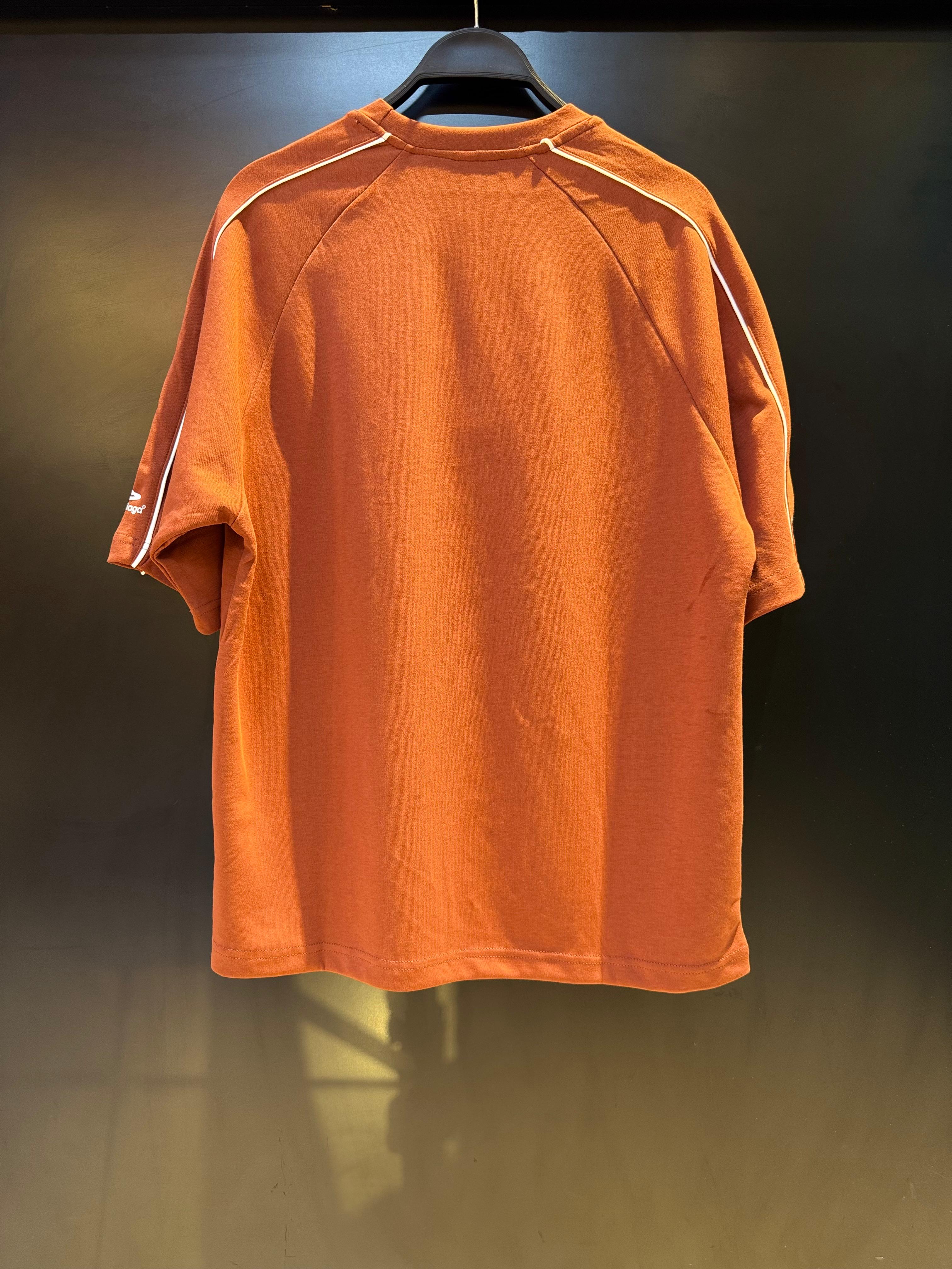 Balenciaga Rust-Toned Athletic T-Shirt with Regal Lion Emblem
