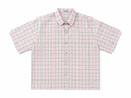 Dark Pink Checkered Short-Sleeve Shirt