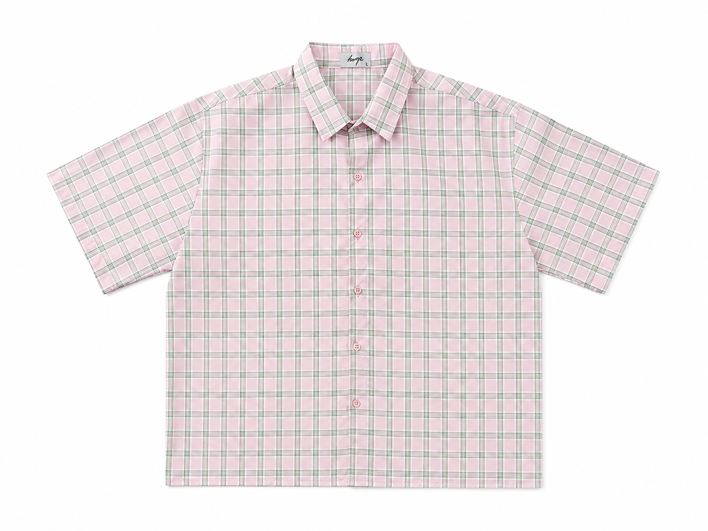 Dark Pink Checkered Short-Sleeve Shirt