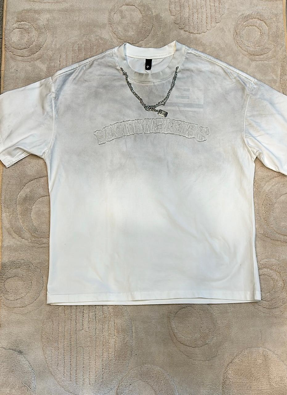 Neutral Ombre Fade T-Shirt with Embossed Detail