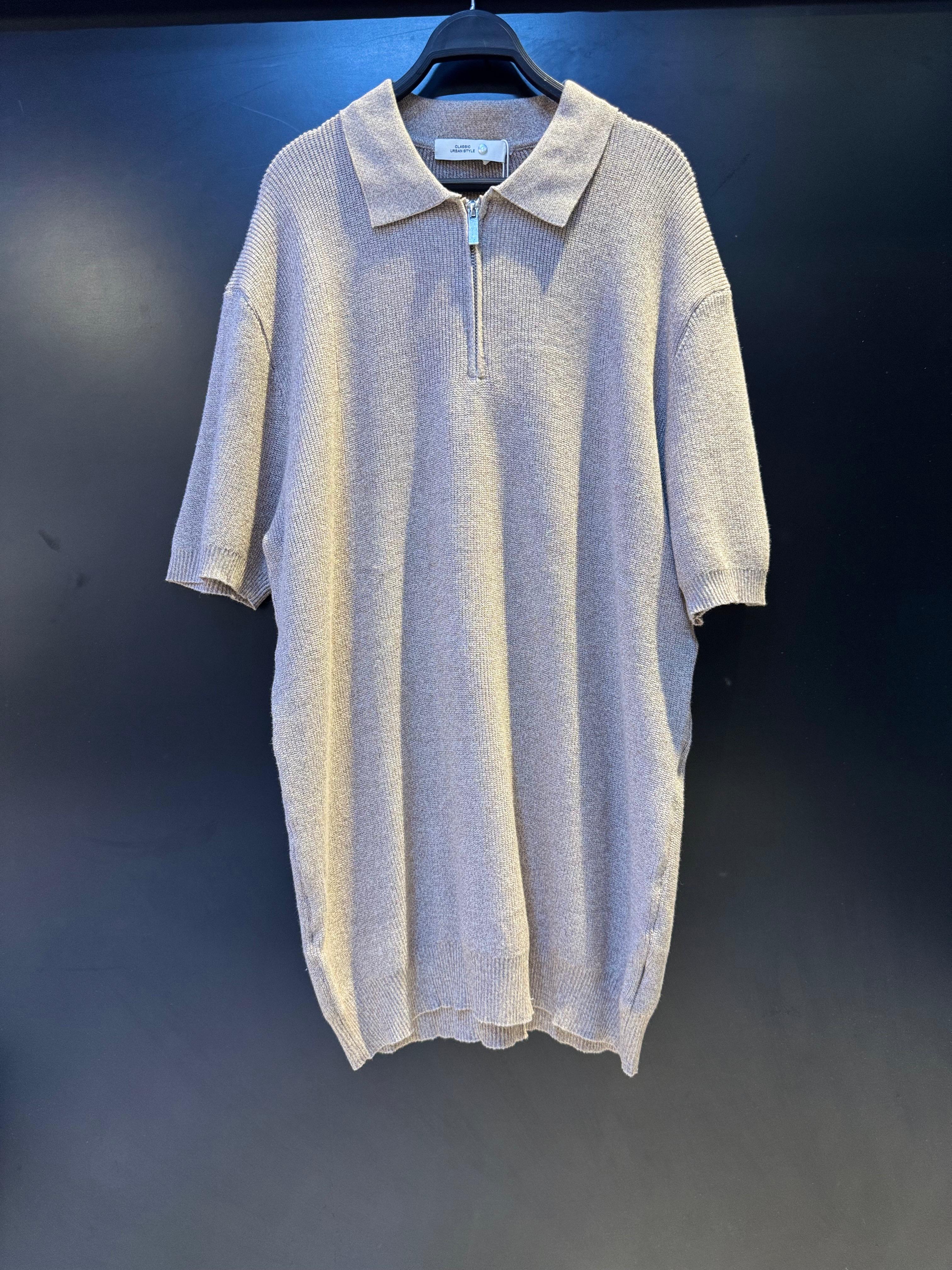 Knitted Quarter-Zip Polo Shirt