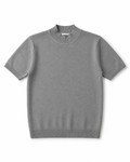 Light Grey Knitted Mock Neck Short Sleeve Sweater