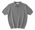 Elite Heather Grey Ribbed Knit Polo Shirt – Premium Smart Casual Short Sleeve Polo