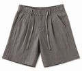 Premium Taupe Linen Blend Tailored Drawstring Shorts