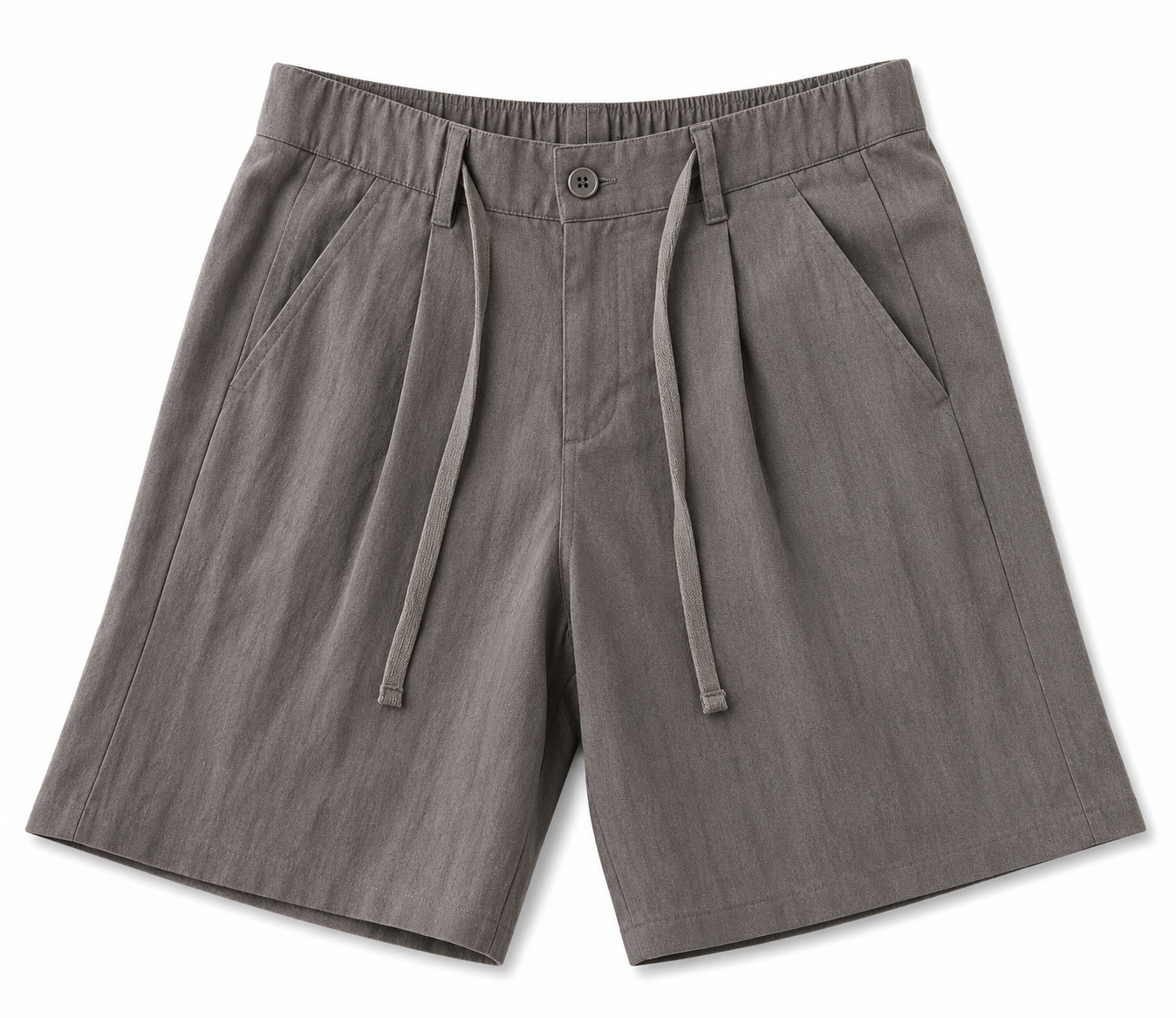 Premium Taupe Linen Blend Tailored Drawstring Shorts