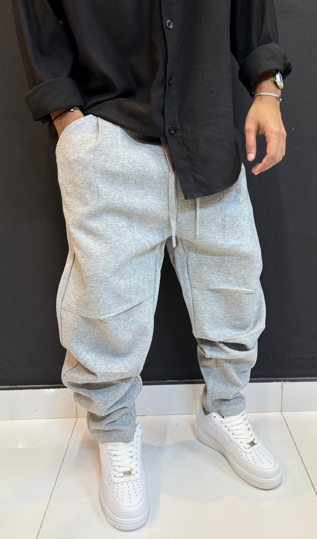 Baggy Retro Grey Denim with Curved Seams