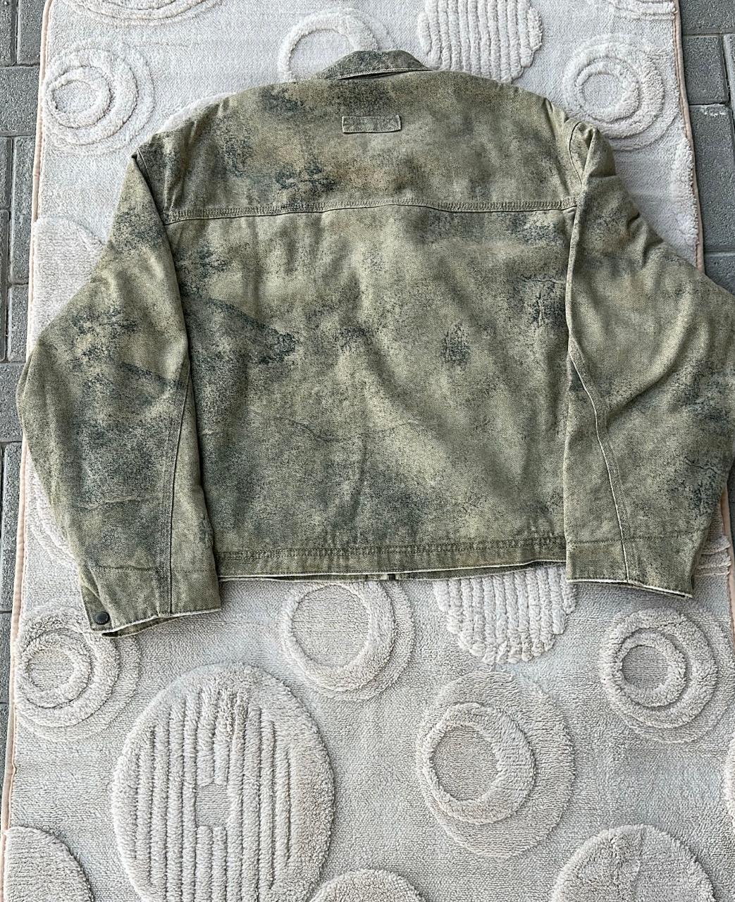 ZARA Distressed Acid Wash Utility Jacket - Earth Tone Green