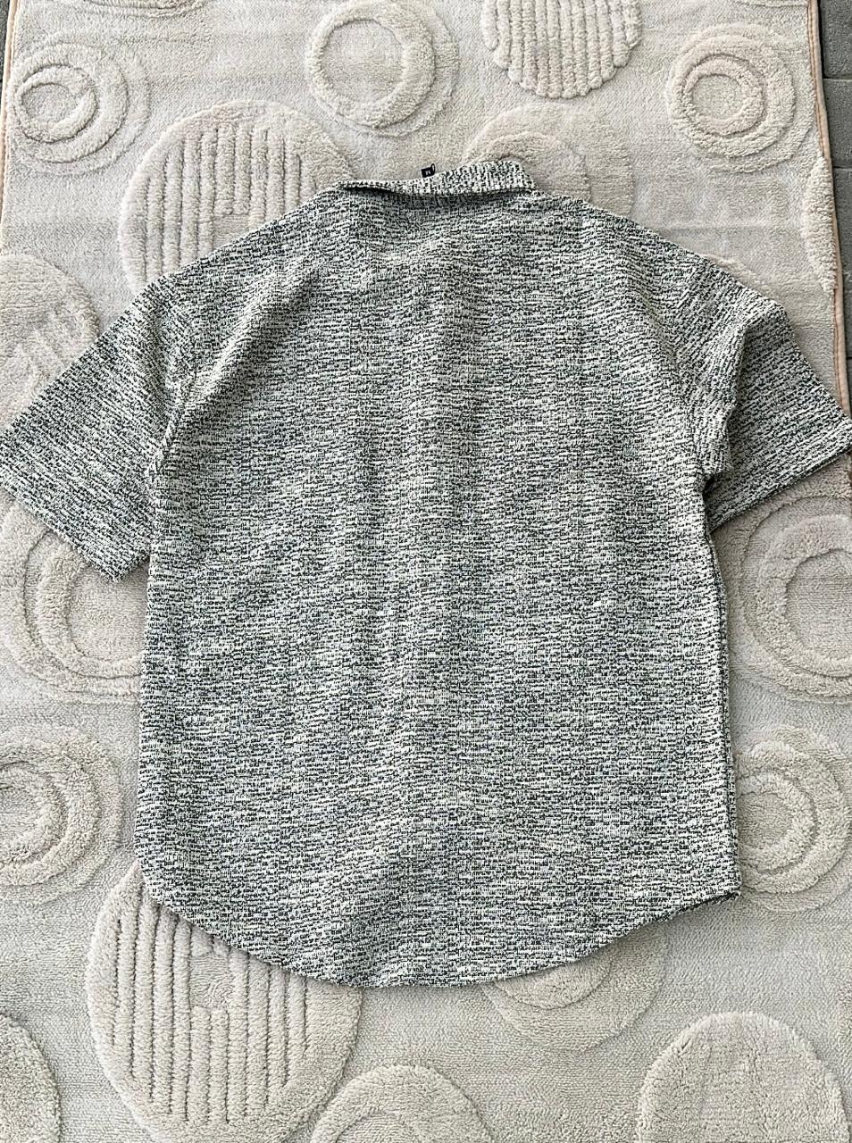 Men's Textured Bouclé Short Sleeve Shirt | Knit Summer Button-Down Top